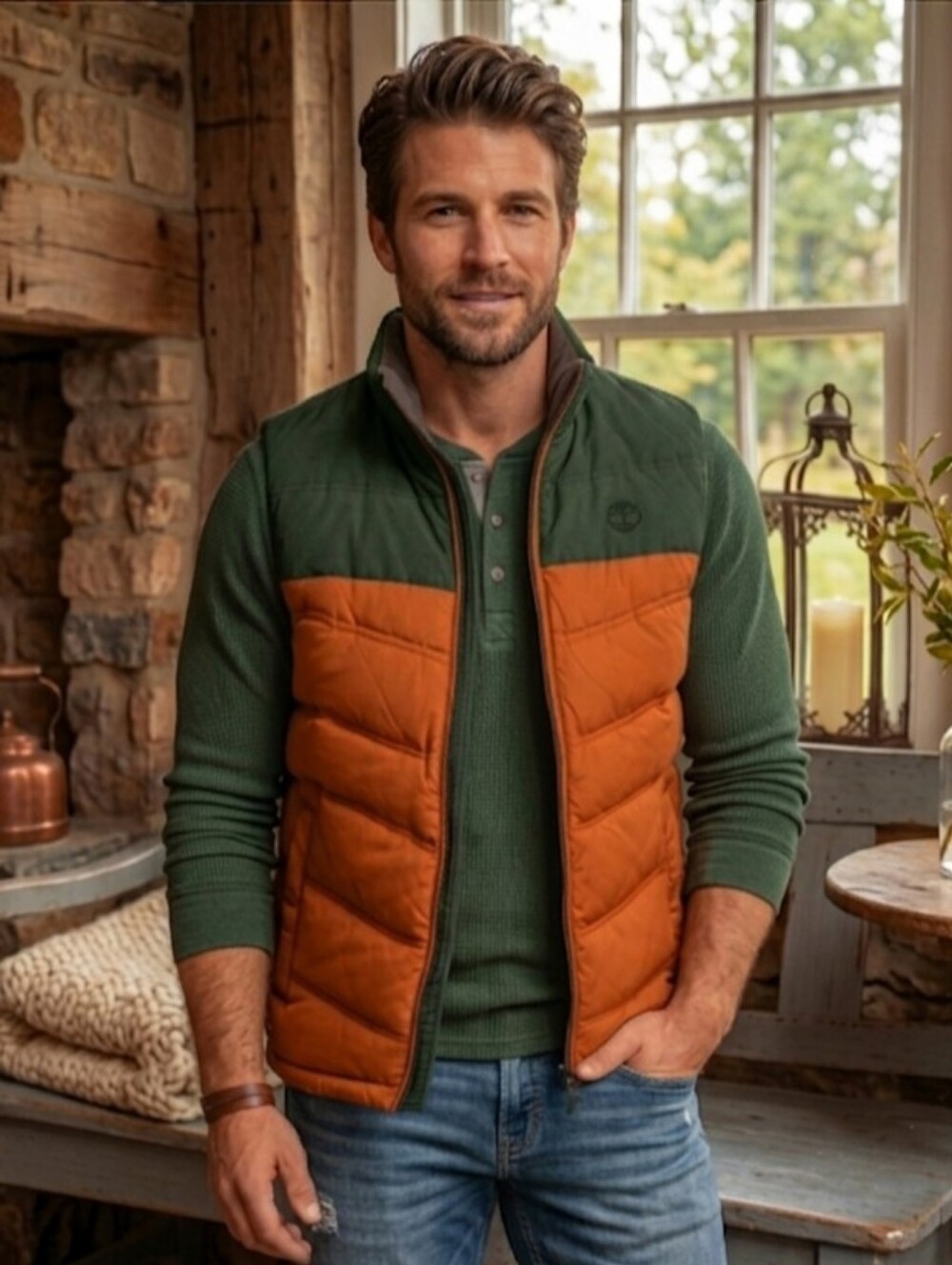 TIMBERLAND Reversible Puffer Color Block Utility Retreat Vest